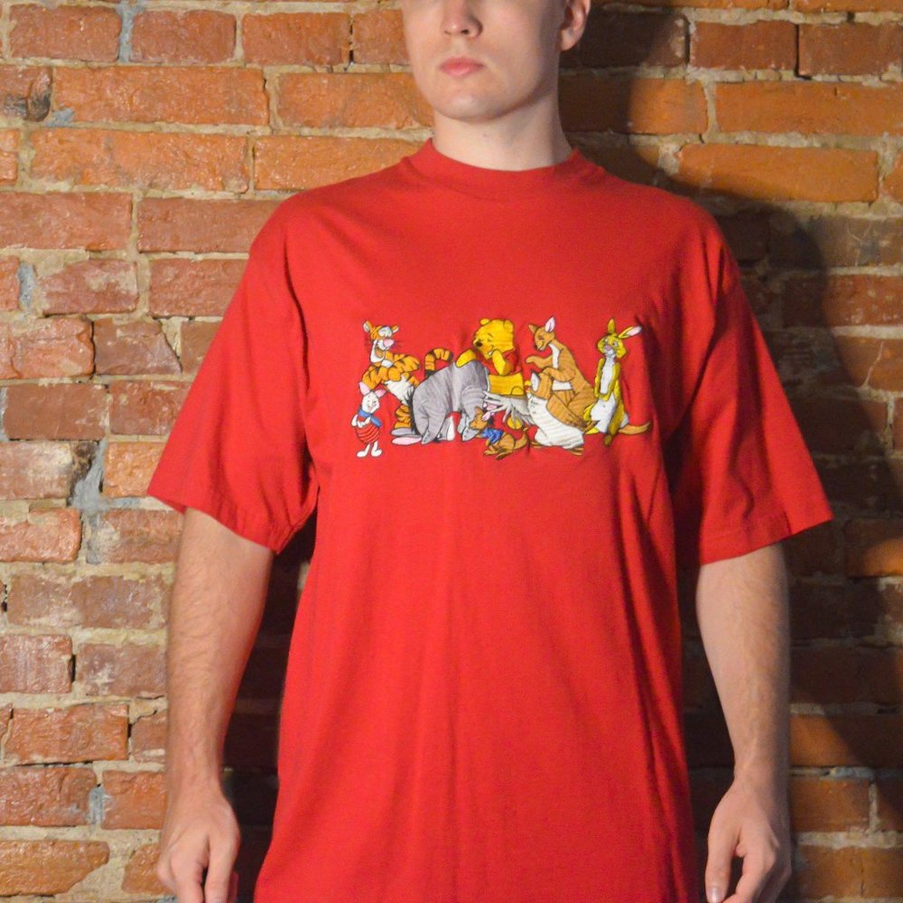 Vintage Winnie the Pooh Embroidered Red T-Shirt
